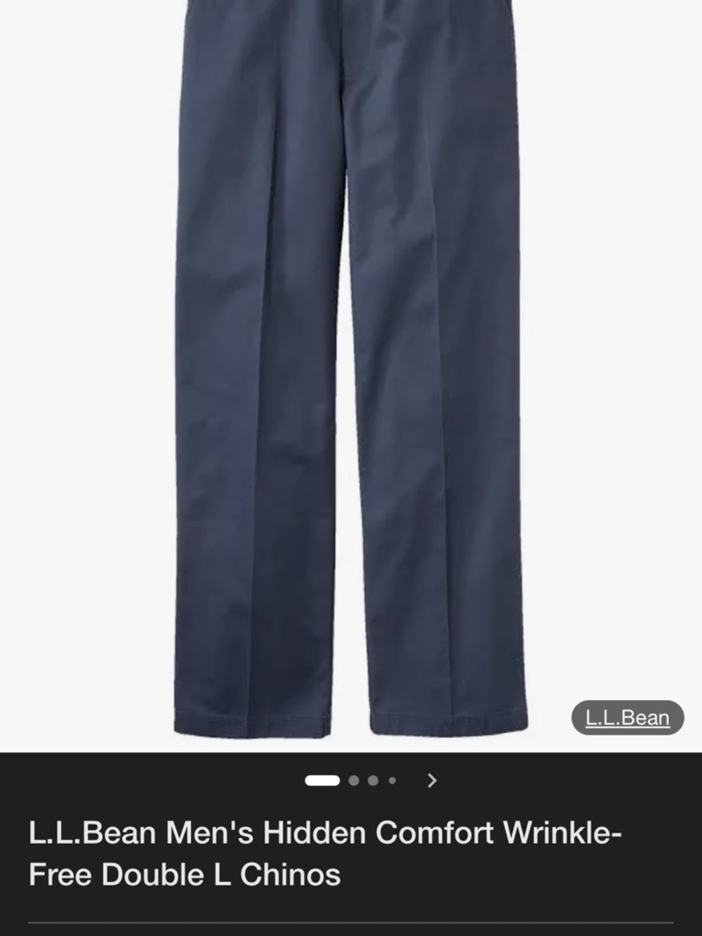 NWT L.L.Bean Men's Hidden Comfort Wrinkle-Free Double L Chinos Navy Blue Size 40